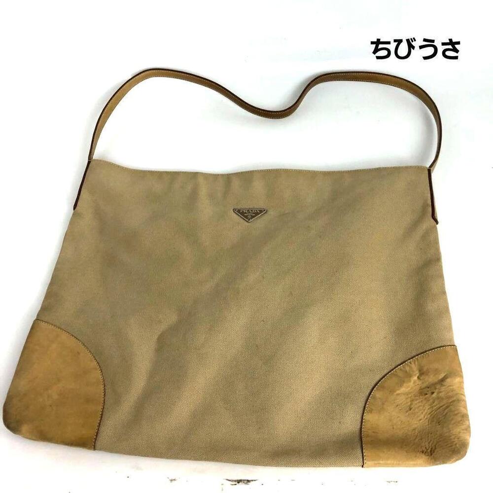 PRADA Canapa handbag tote bag canvas yellow designer